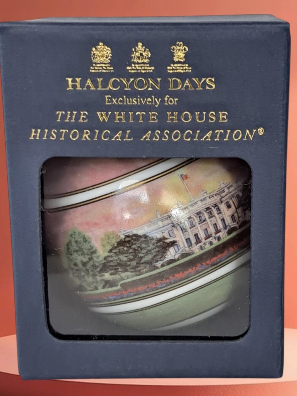 RARE WHITE HOUSE HISTORICAL ASSOCIATION HALCYON DAYS CHRISTMAS XMAS ORNAMENT